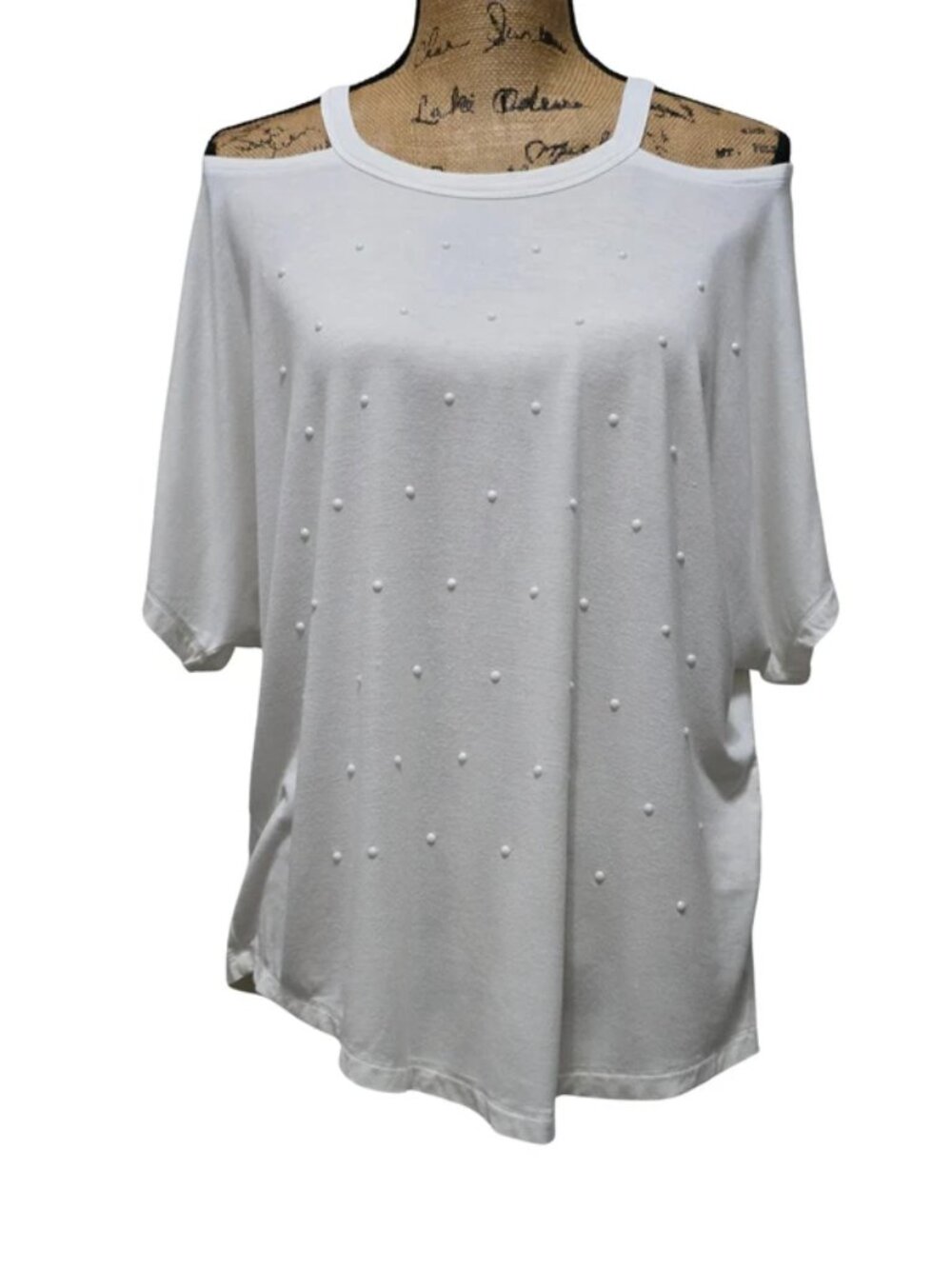 Nanette Lepore Women's White Open Shoulder Short Sleeve Shirt Size Large